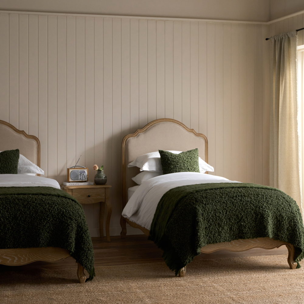 Sienna Beau Linen Bed, Weathered Oak / Natural, Single